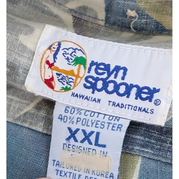 Reyn Spooner Hawaiian Shirt Mens XXL Blue Floral Leaf Print - Picture 4 of 4